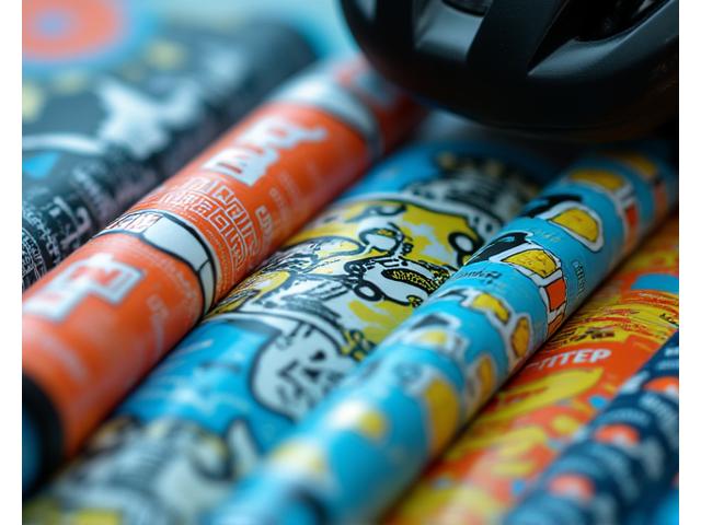 Custom bike stickers on a helmet